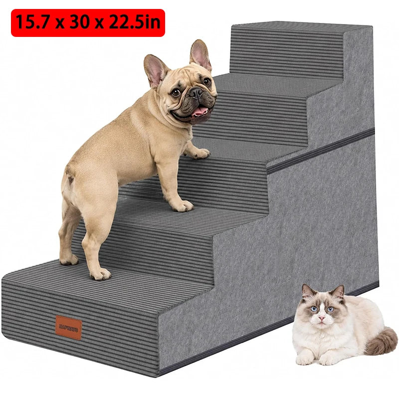 Wooden Ultra Wide Pet Steps With Removable Memory Foam Cover