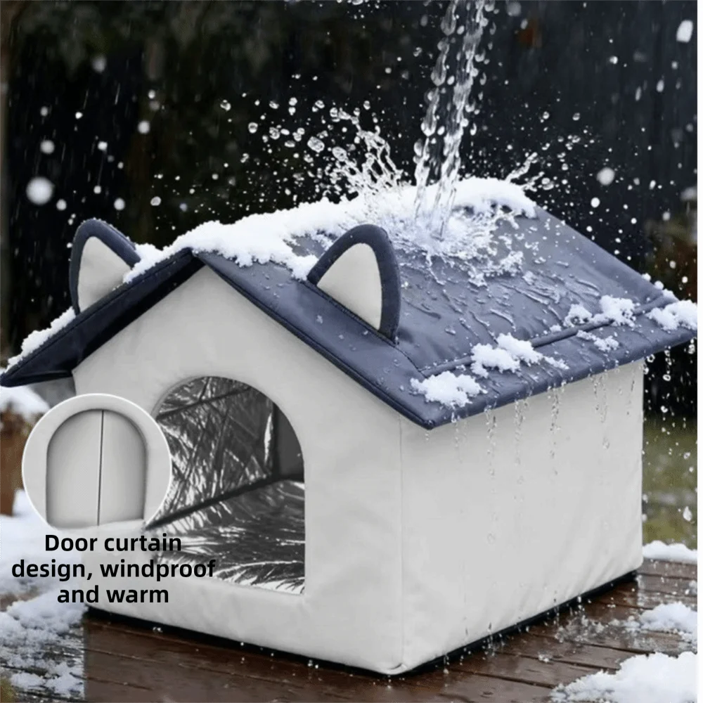 Insulated Waterproof Outdoor Cat Shelter With Enclosed Design