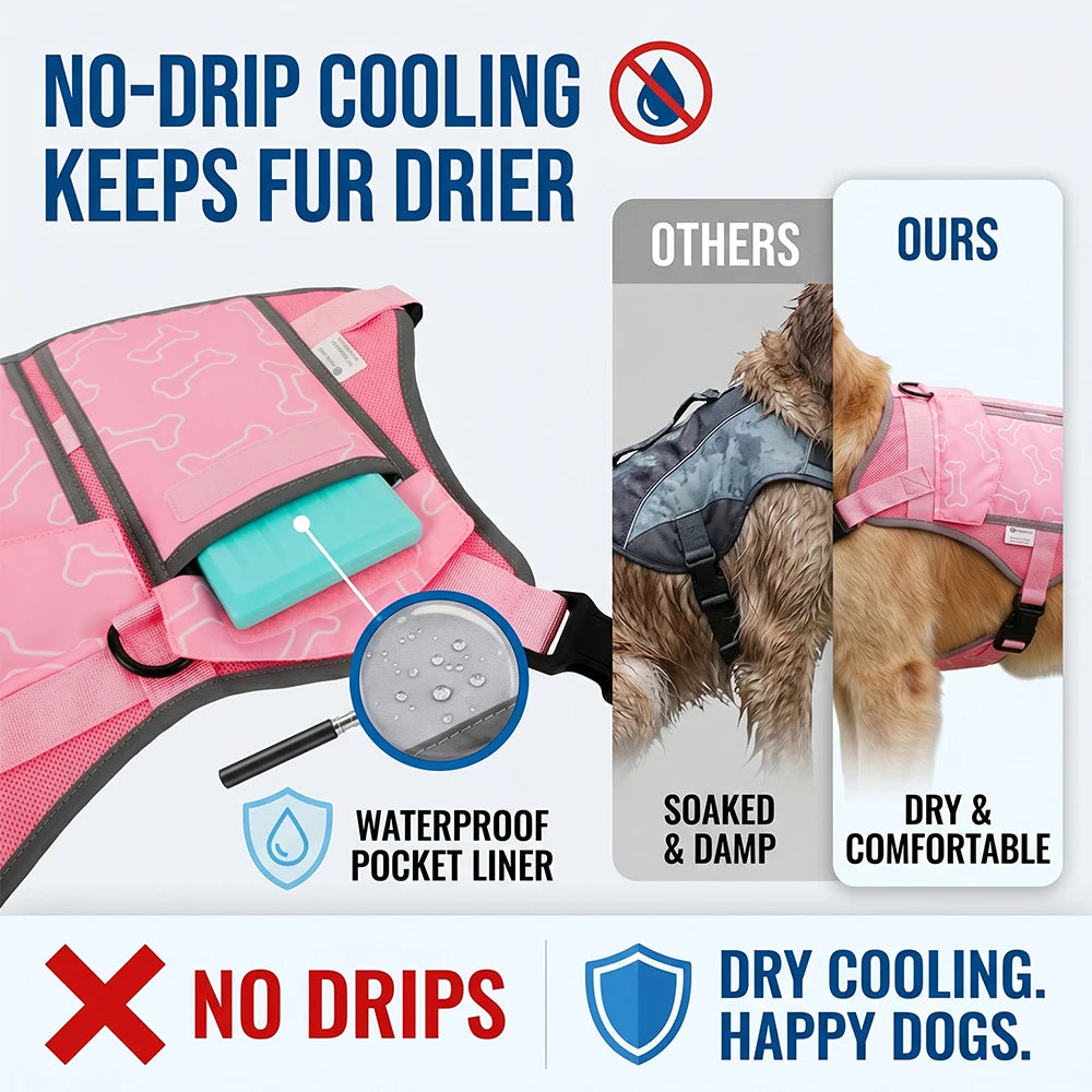 Breathable Dog Cooling Vest With Replaceable Cooling Packs