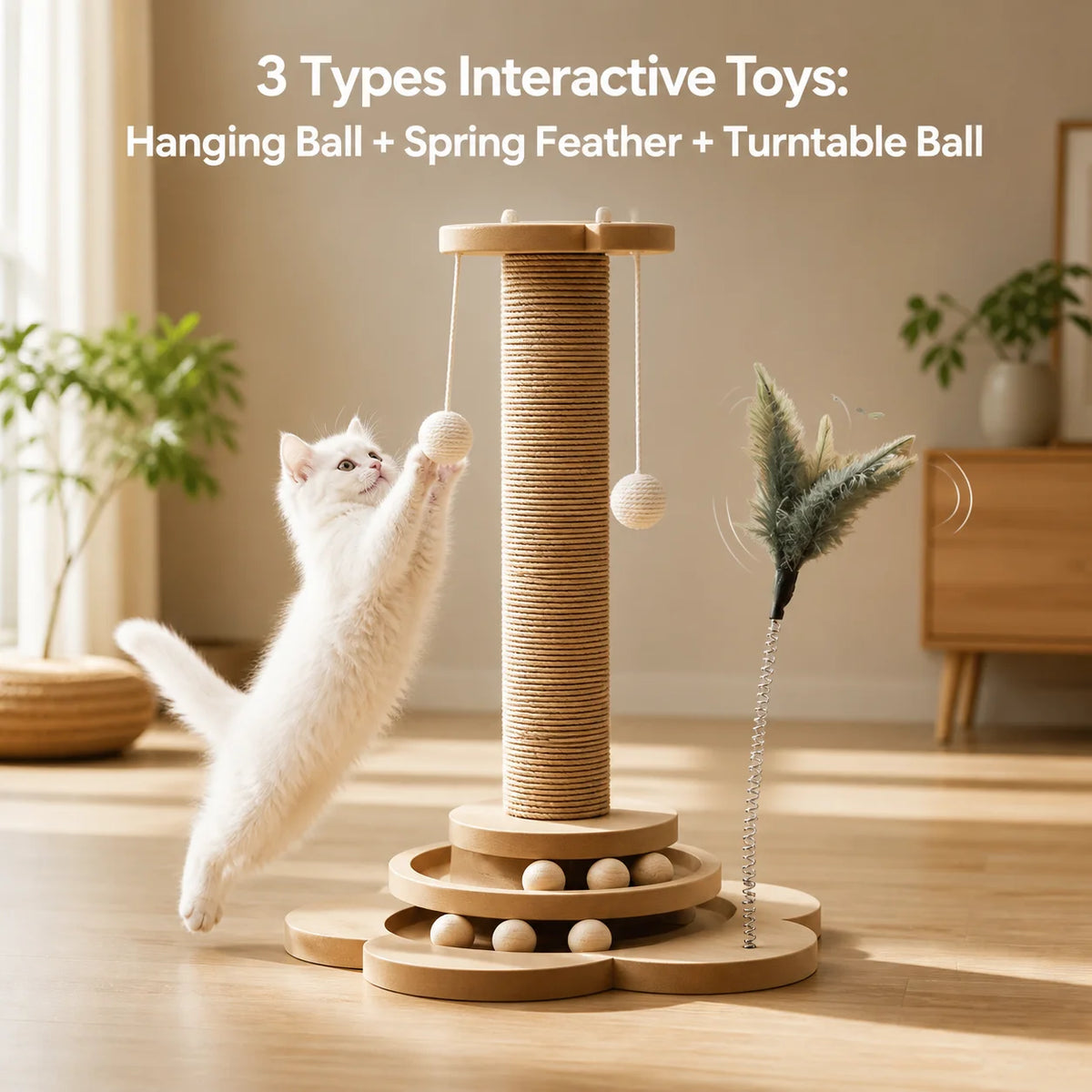 Durable Sisal Cat Scratching Post With Integrated Climbing Frame