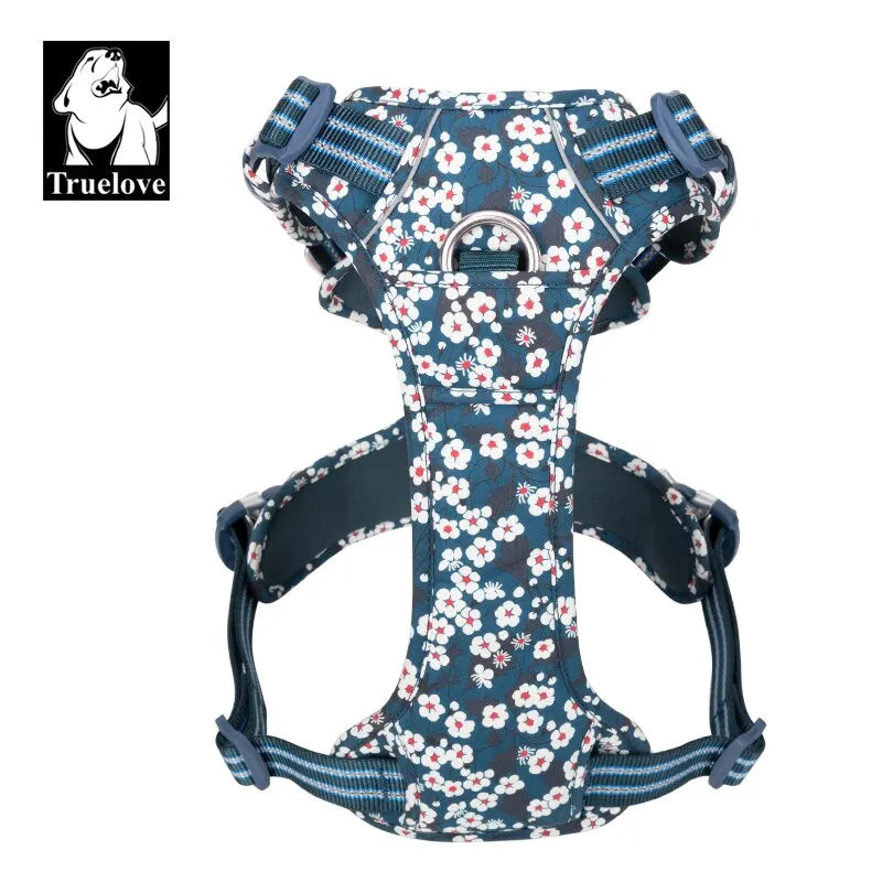 TrueLove Adjustable Nylon Dog Harness With Floral Design