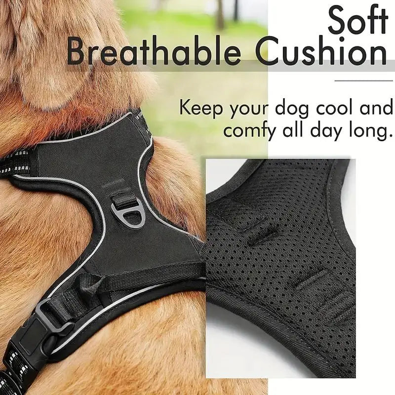 JTPAWS Reflective Service Dog Harness With Front Clip Handle