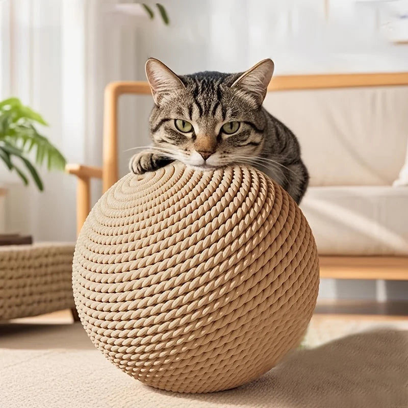 Durable Sisal Cat Ball Toy Interactive Scratcher Dental Chew Toy