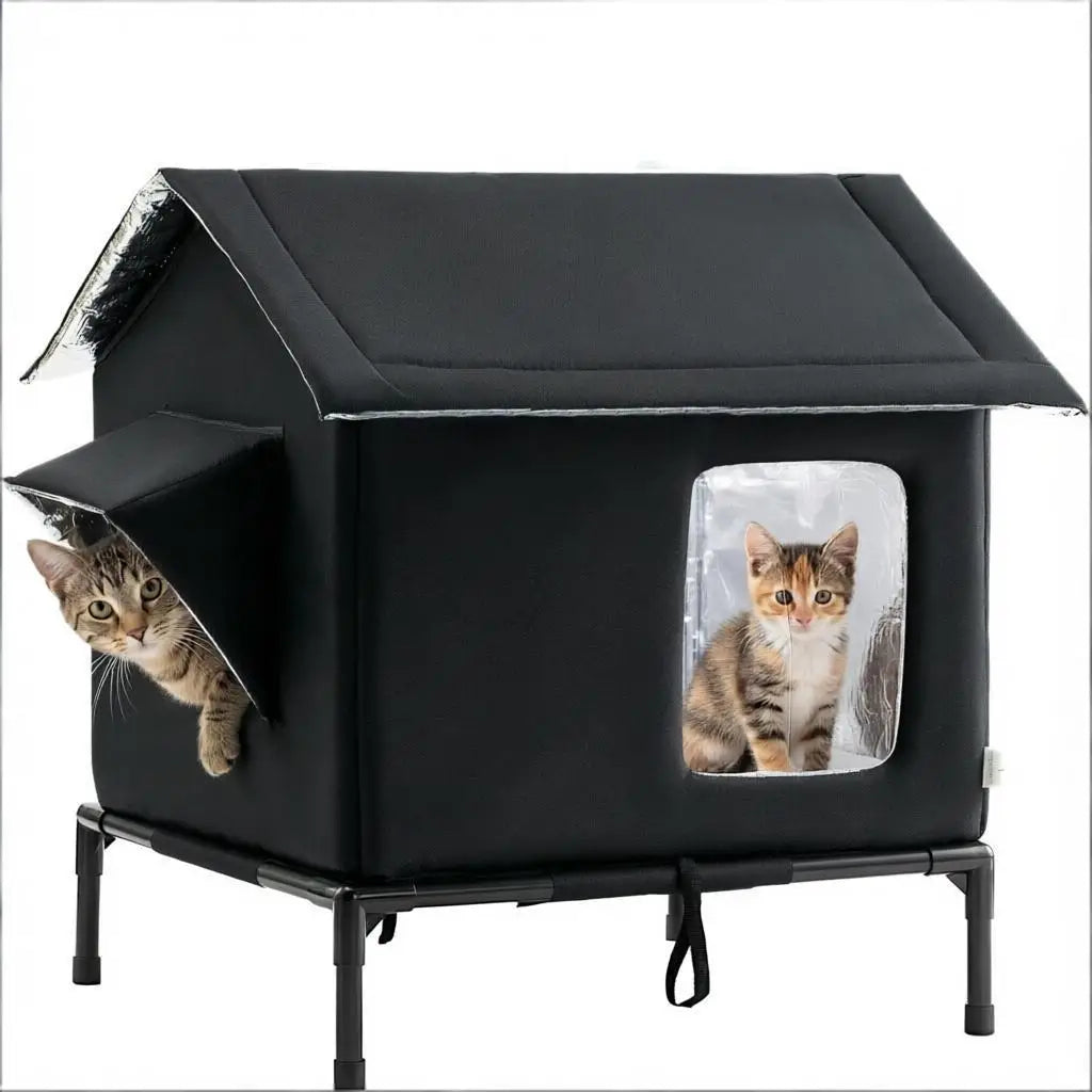 CWV Weatherproof Elevated Pet Cat House For Garden