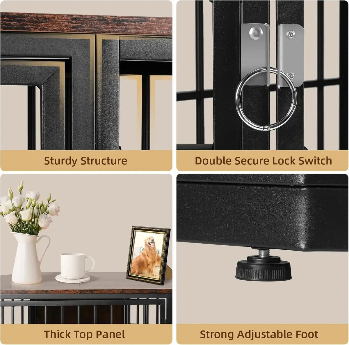 Wooden Corner Dog Crate Furniture Featuring Integrated Side Table
