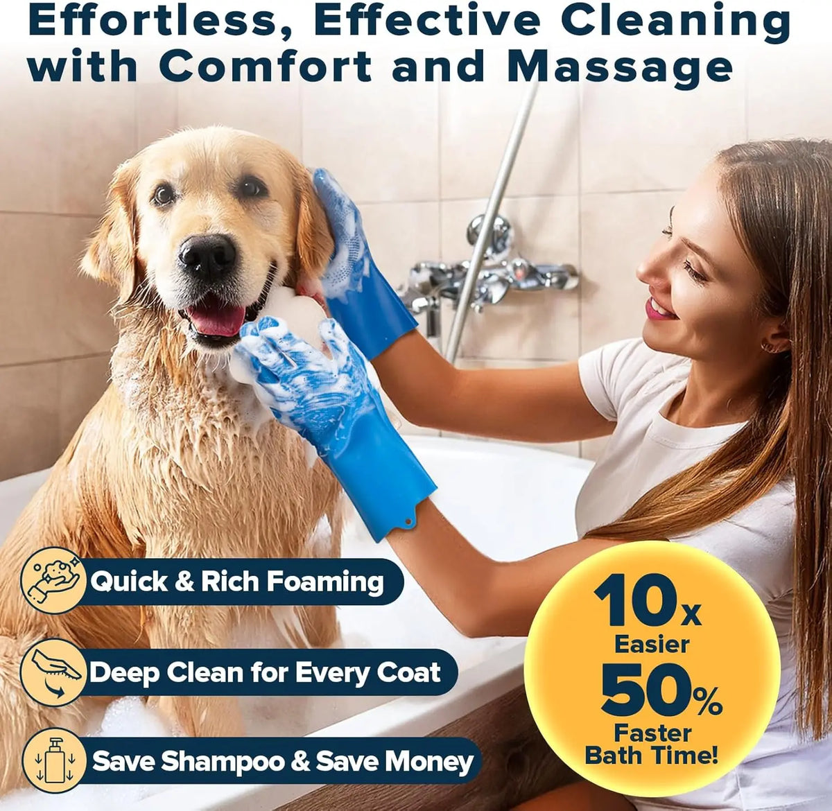Professional Pet Grooming Gloves For Dogs Cats Shampoo Brush Kit