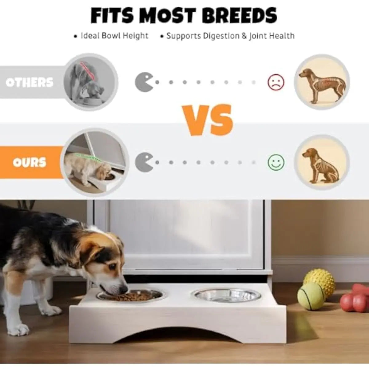 Modern Pet Feeding Station With Waste Bin And Storage Drawer