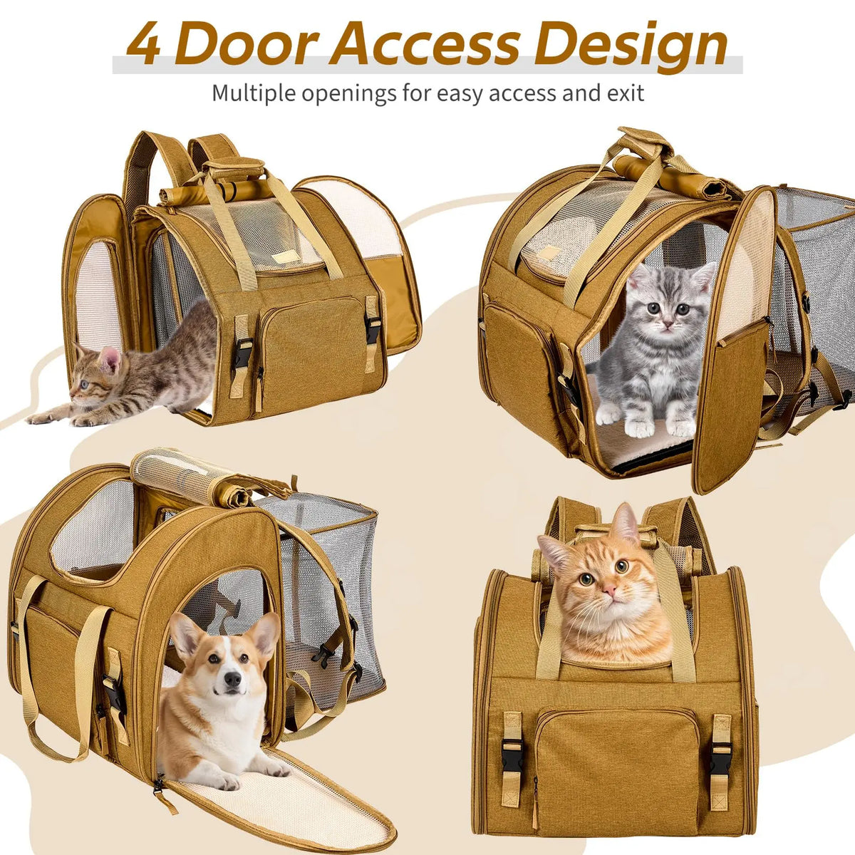 Expandable Mesh Cat Carrier Backpack With Breathable Nylon Design