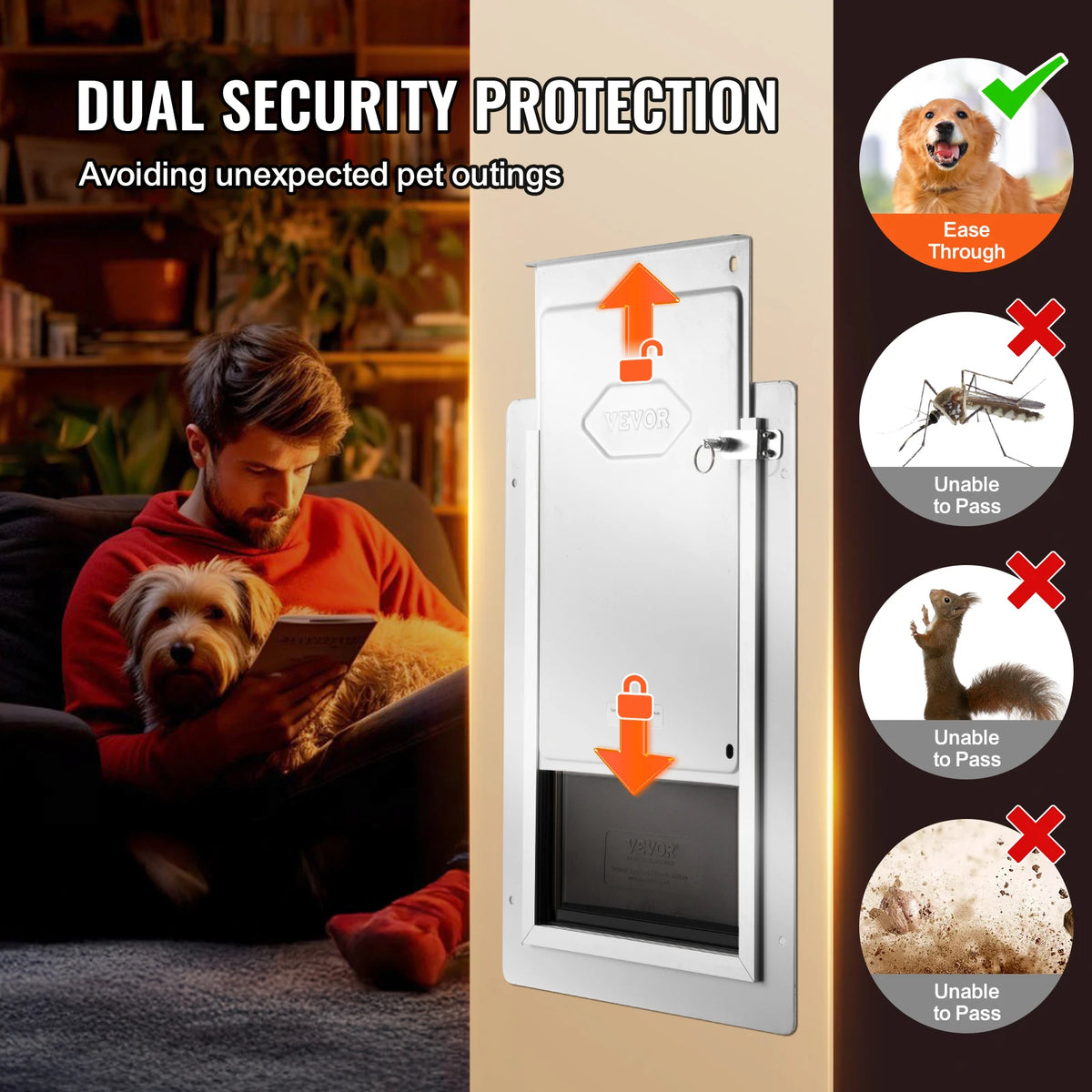 Professional Metal Pet Door With Three Flap System And Weatherproof Design