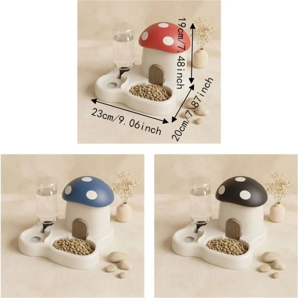 2 In 1 Mushroom Cat Automatic Feeder Combined Water Dispenser