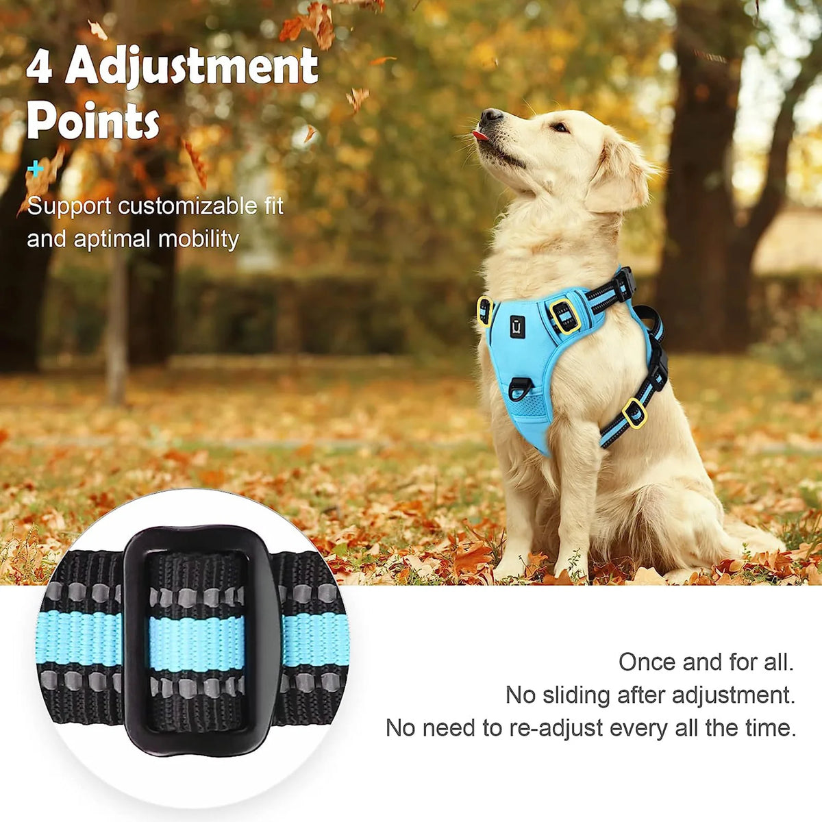 Adjustable Soft Padded No Pull Dog Harness with Control Handle