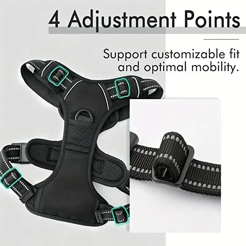 JTPAWS Reflective Service Dog Harness With Front Clip Handle