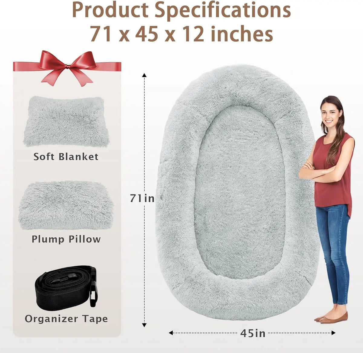 Roomtec Premium Washable Memory Foam Bed For Adults And Pets
