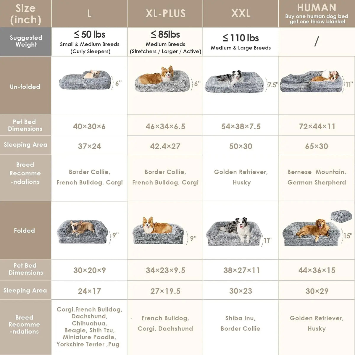 Novilla Foldable Human Dog Bed With Orthopedic Support Cotton