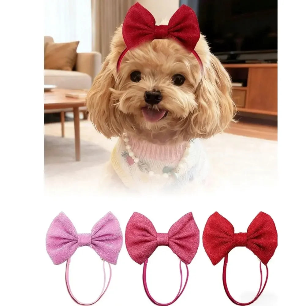 Premium Adjustable Leather Dog Hair Bow Set For Dogs
