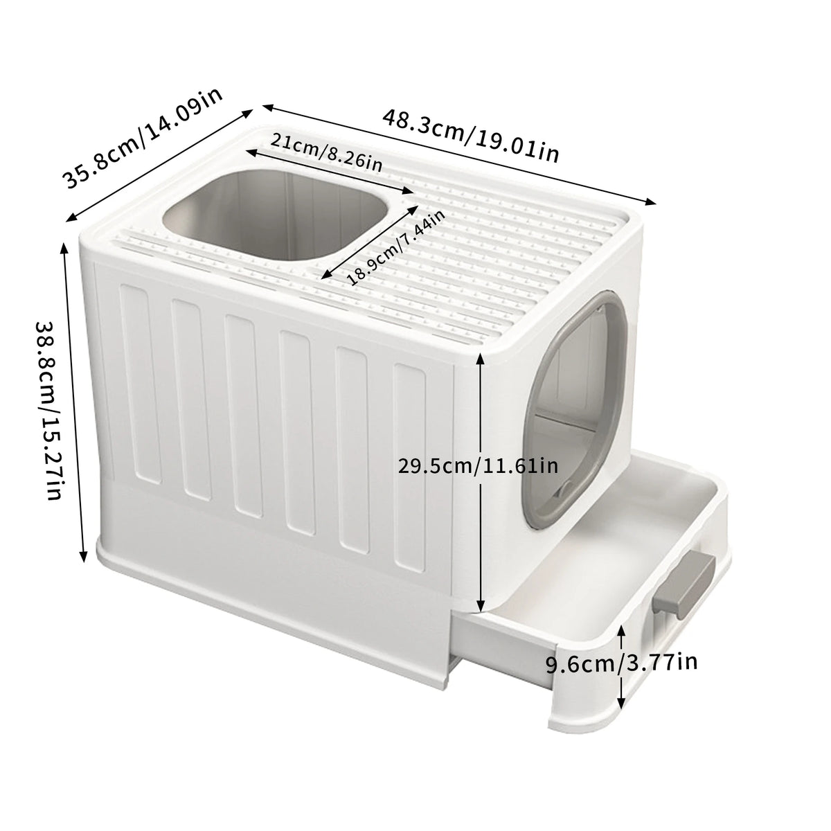 Enclosed Cat Litter Box With Protective Hood Cover And Scoop
