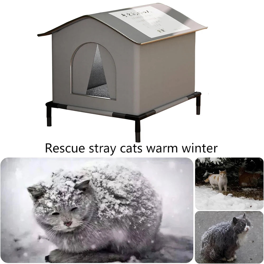 CWV Waterproof Outdoor Cat House Foldable Pet Cave Nest