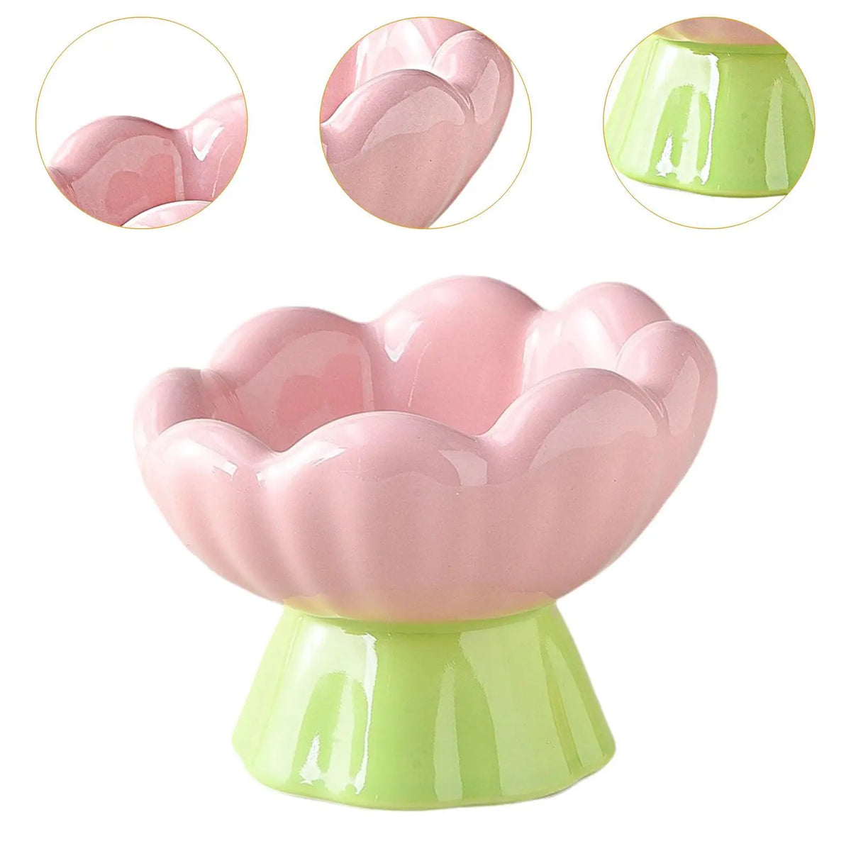 Kesoto Ceramic Raised Flower Shaped Pet Food And Water Bowl