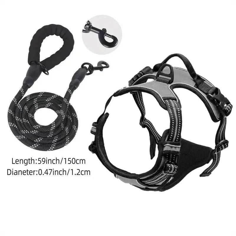JTPAWS Reflective Service Dog Harness With Front Clip Handle
