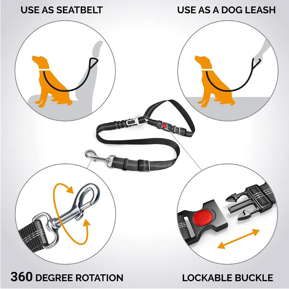 Adjustable Reflective Nylon Pet Car Safety Seat Belt And Leash