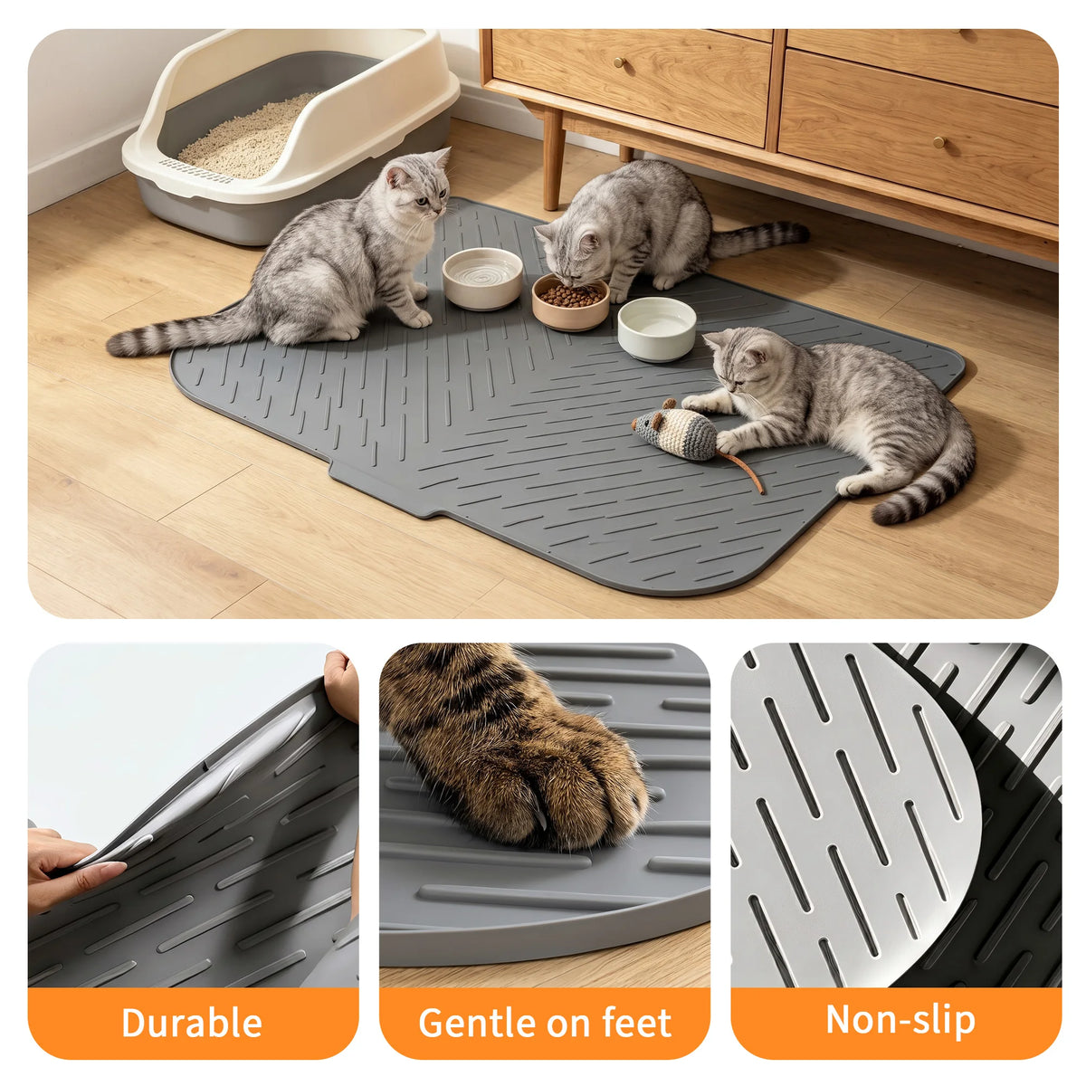 Premium Silicone Cat Litter Mat Waterproof Non Slip Durable