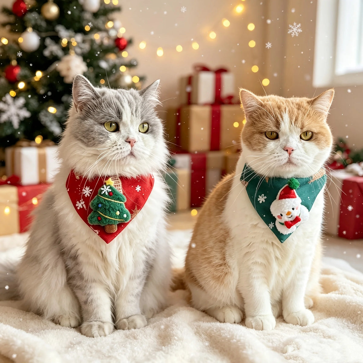 2 Pack Christmas Pet Bandanas Soft Adjustable Holiday Scarf