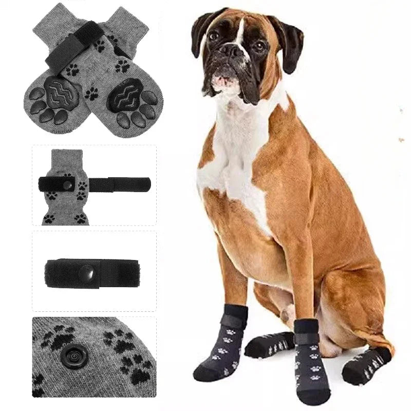 Adjustable Non Slip Dog Socks For Indoor Pet Paw Protection