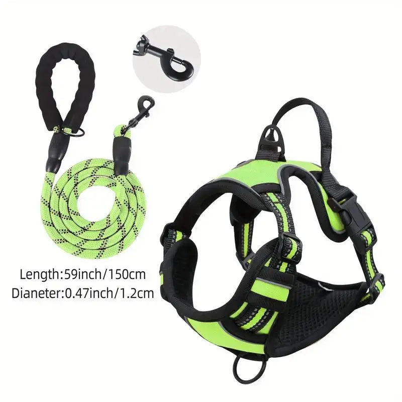 JTPAWS Reflective Service Dog Harness With Front Clip Handle