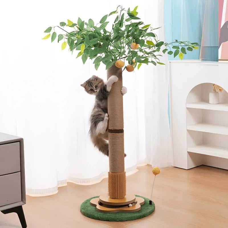 Space Saving Sisal Cat Scratching Tower With Hanging Toy