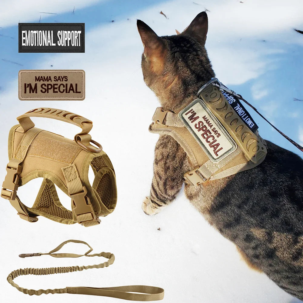 Comfortable Nylon Tactical Cat And Dog Harness With Quick Release