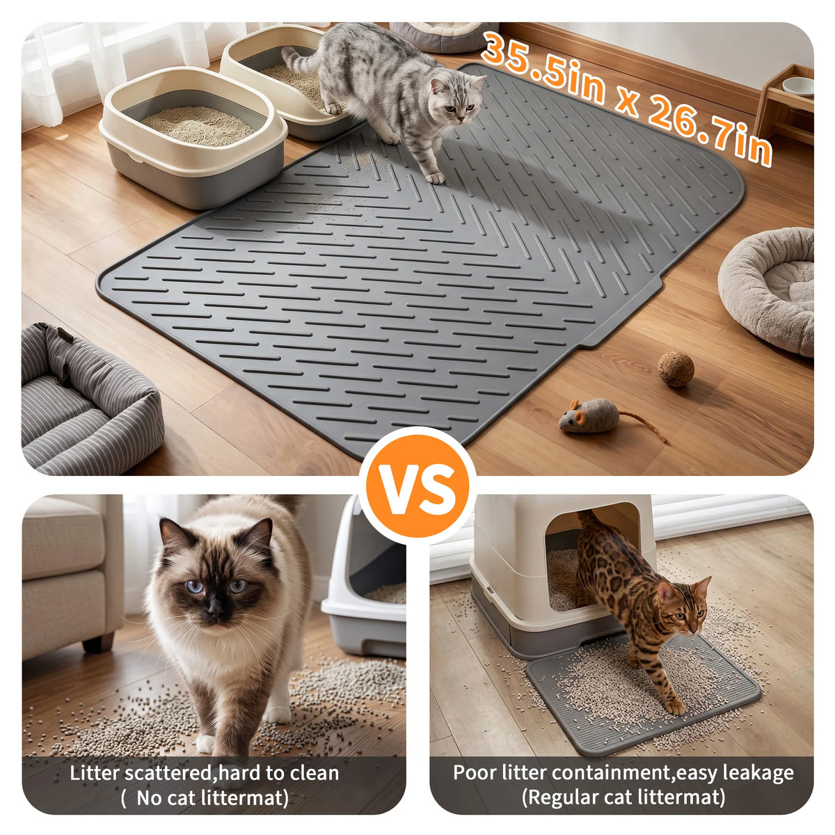 Premium Silicone Cat Litter Mat Waterproof Non Slip Durable
