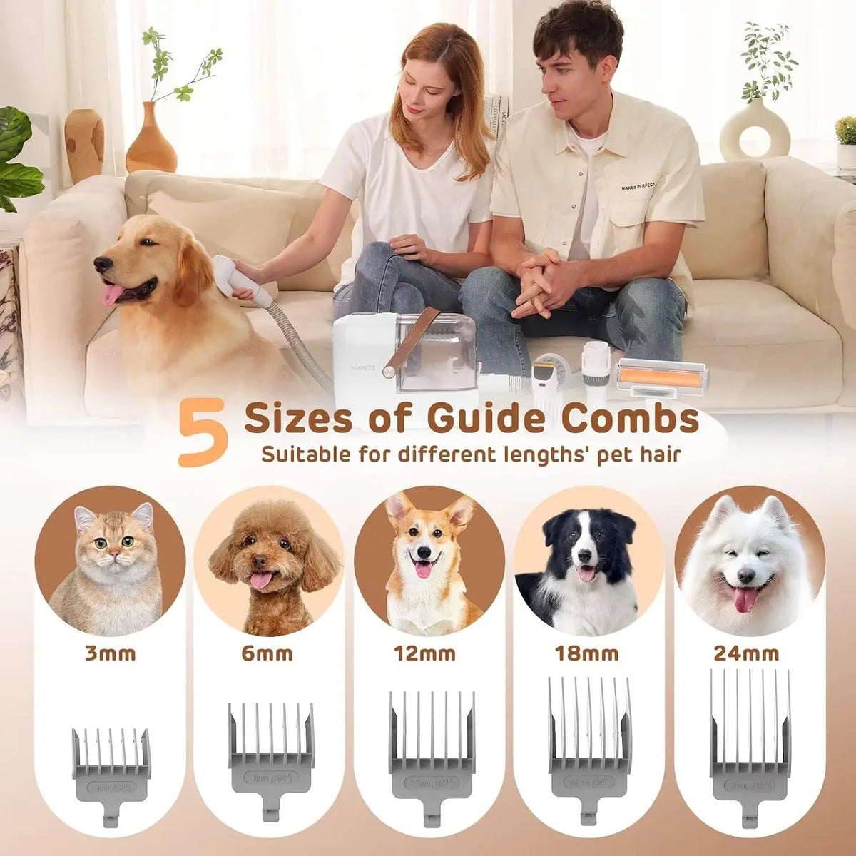 Premium Dog Grooming Vacuum Kit With Quiet Clippers And Brush
