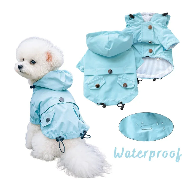 Waterproof Dog Windproof Raincoat Jacket Hooded Polyester Pet Outerwear