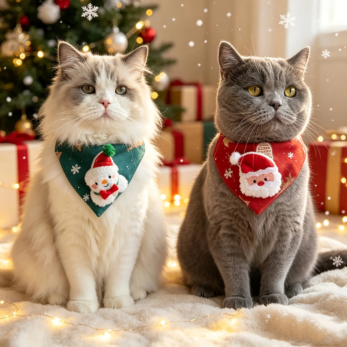 2 Pack Christmas Pet Bandanas Soft Adjustable Holiday Scarf