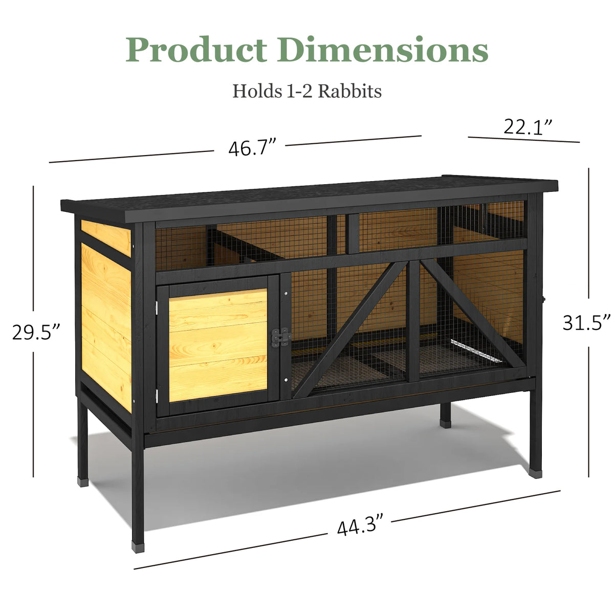 Secure Elevated Rabbit Hutch With Double Doors And Leakproof Tray