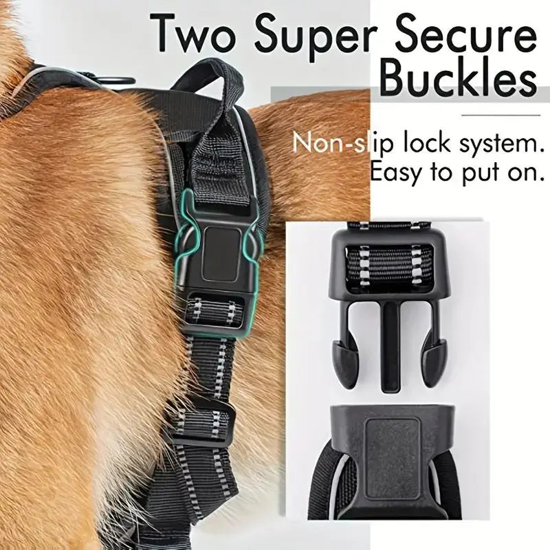 JTPAWS Reflective Service Dog Harness With Front Clip Handle