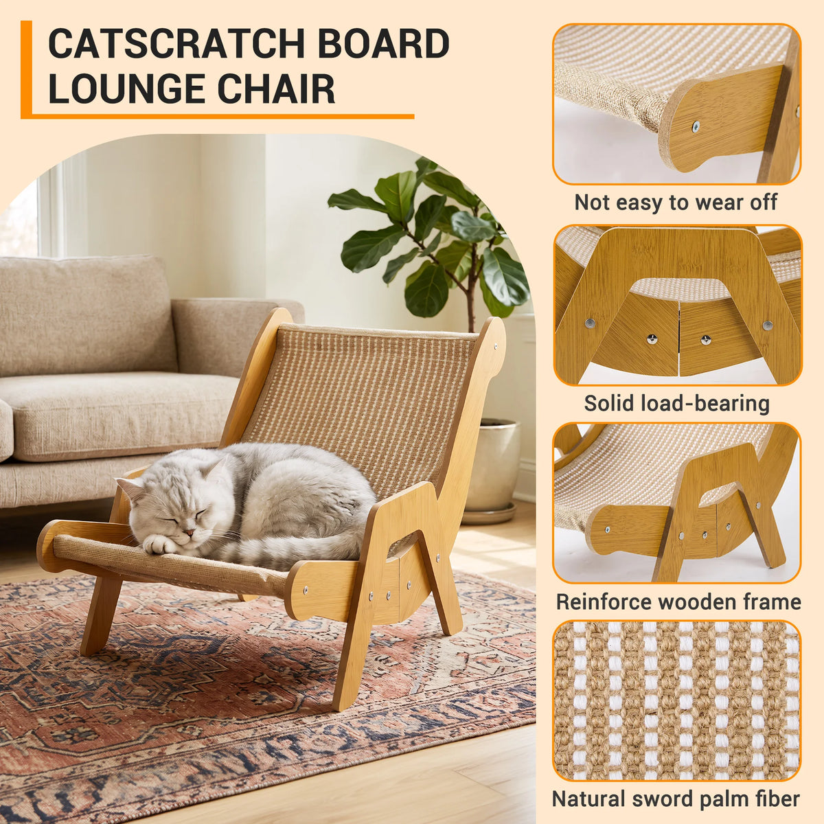 GAOMON Spliced Jute and Sisal Cat Lounger Scratcher Chair