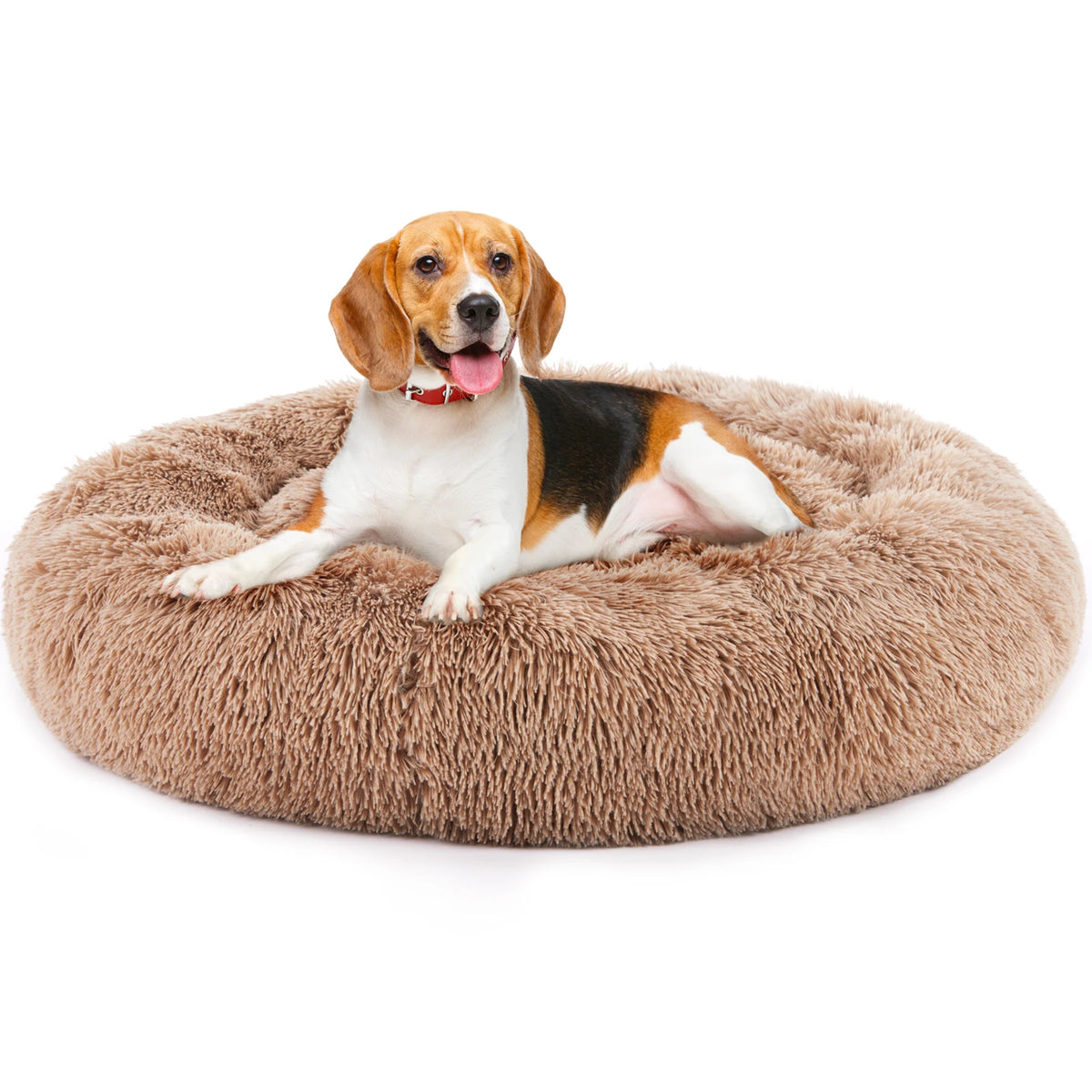 JHK Comfortable Washable Fluffy Faux Fur Calming Dog Bed