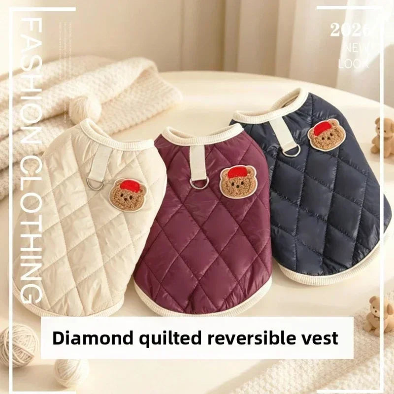 Warm Reversible Quilted Plaid Vest For Small Dogs And Cats