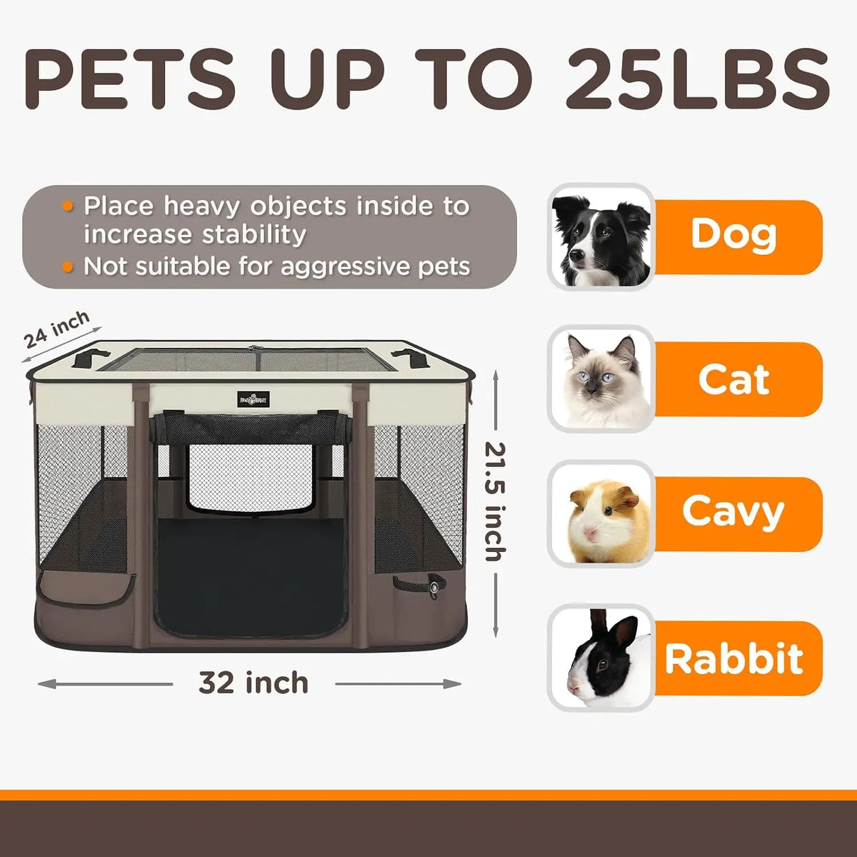 Premium Foldable Waterproof Pet Playpen With Retractable Sunshade