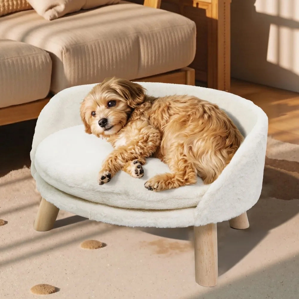 Borwart Soft Elevated Pet Sofa With Removable Padded Cushion