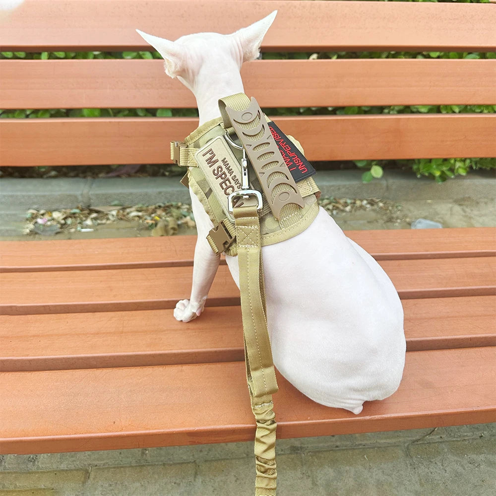 Comfortable Nylon Tactical Cat And Dog Harness With Quick Release