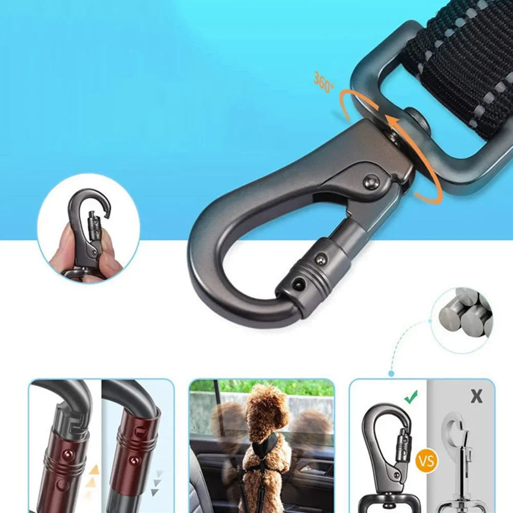 Reflective Nylon Adjustable Dog Safety Car Seat Belt