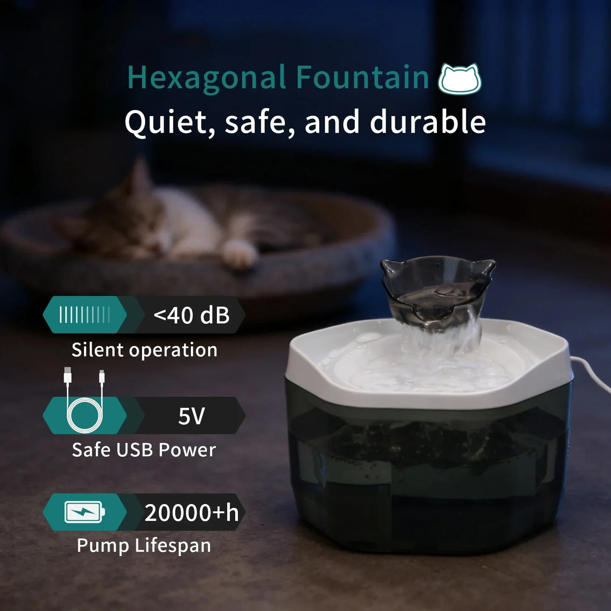 Pet Dance USB Charging Cat Water Dispenser Fountain