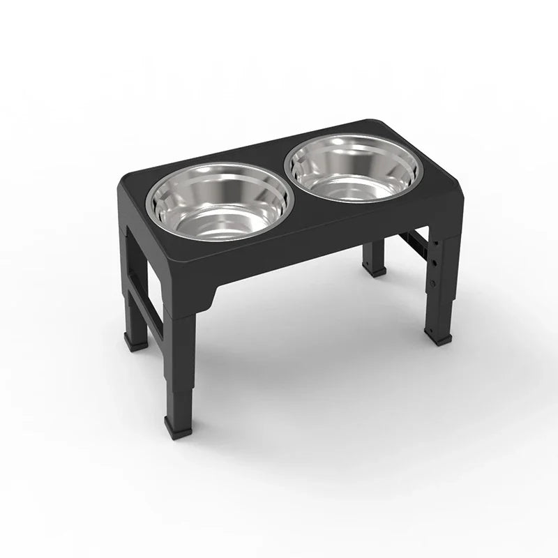 Adjustable Elevated Dog Feeder With Double Stainless Steel Bowls