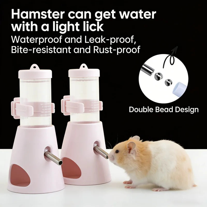 Hamster Water Bottle With Dual Ball Anti Leak Hanging Stand