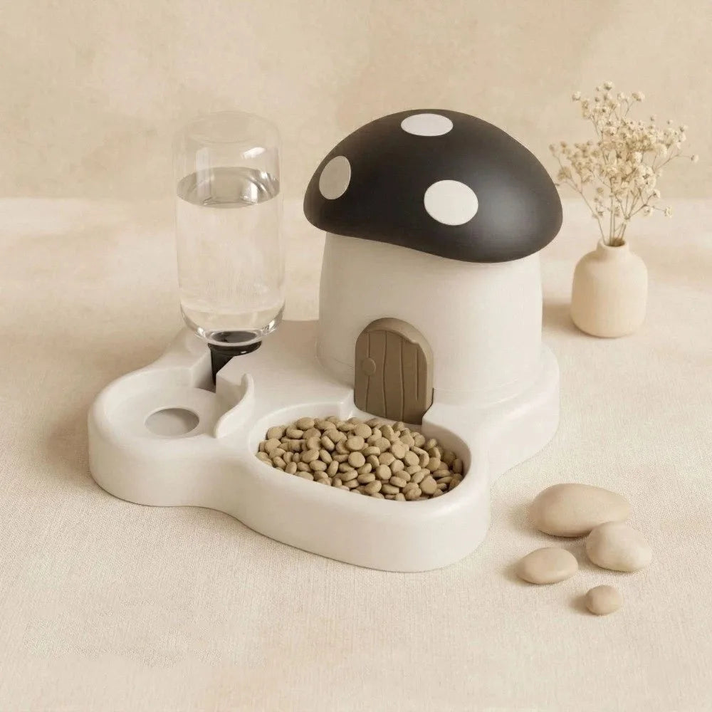 2 In 1 Mushroom Cat Automatic Feeder Combined Water Dispenser