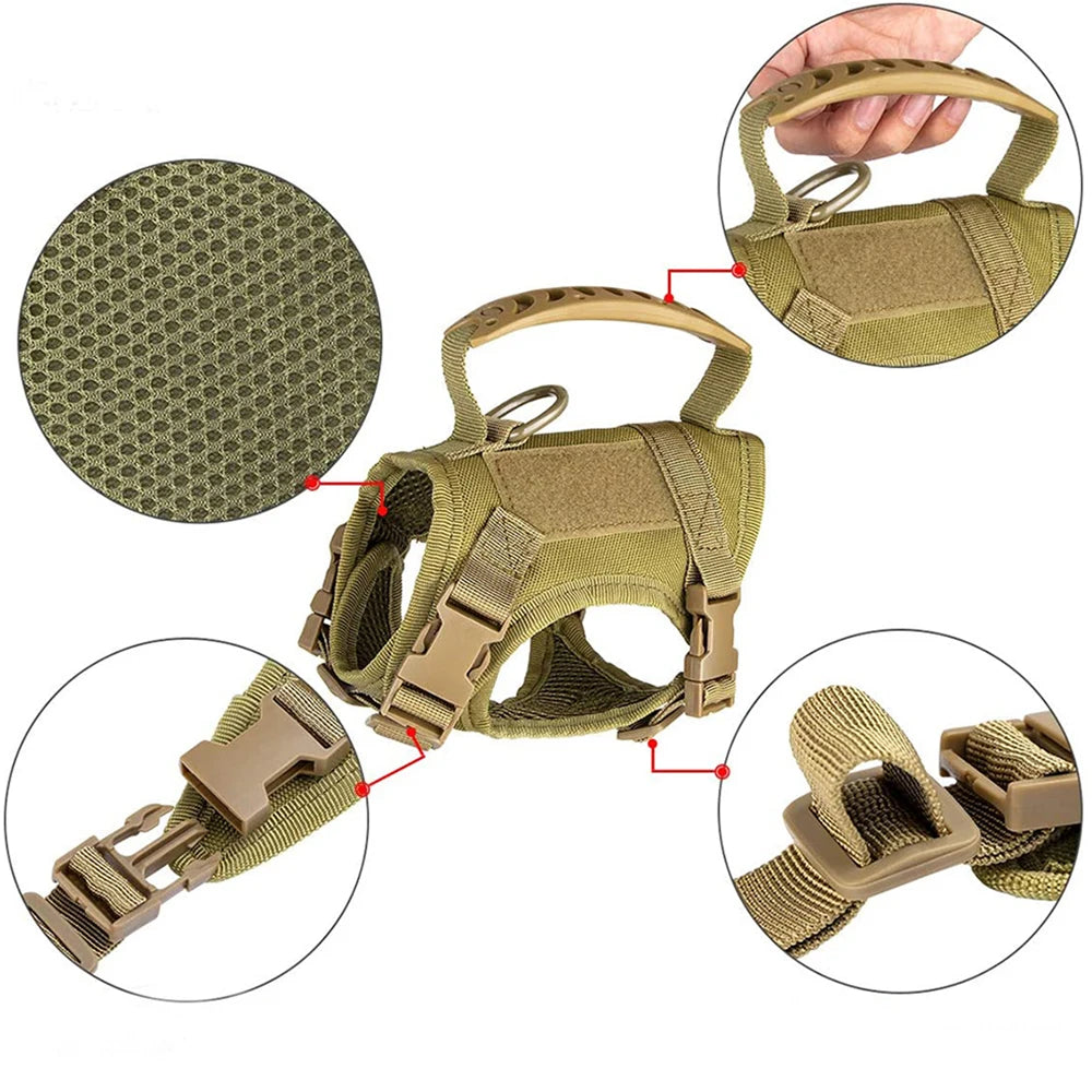 Comfortable Nylon Tactical Cat And Dog Harness With Quick Release