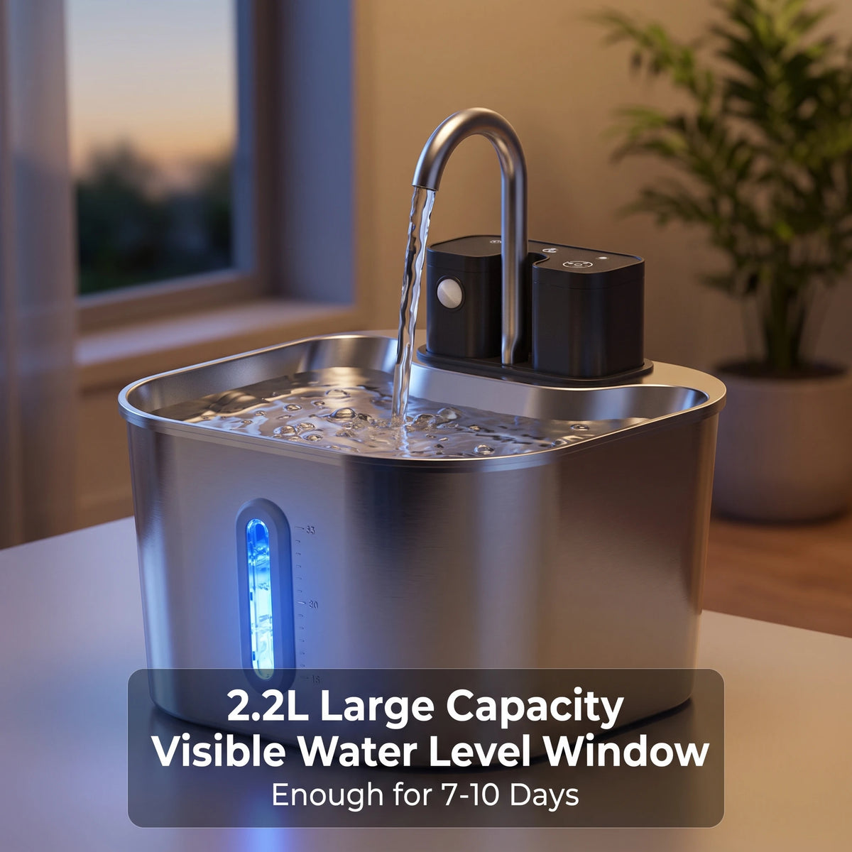 ZYfeeder Smart Stainless Steel Pet Water Fountain With Rechargeable Battery