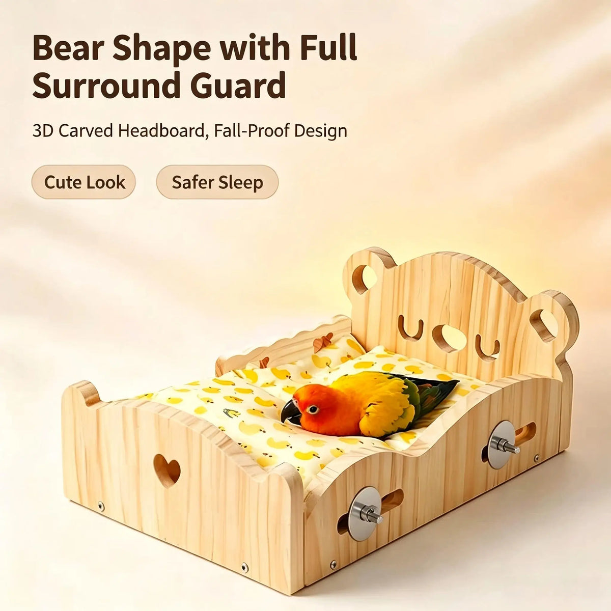Wooden Parrot Bird Bed for Cage Mounted Sleeping Platform